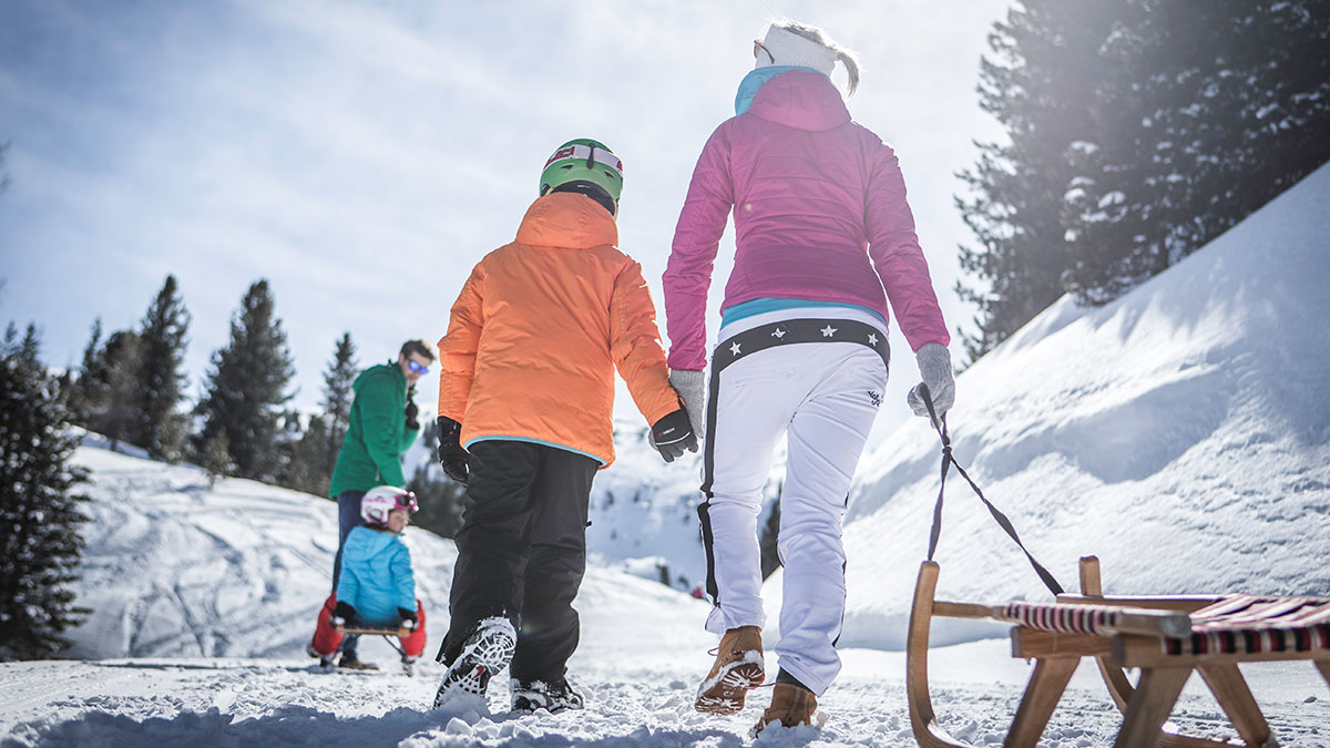 Tudging through the snow